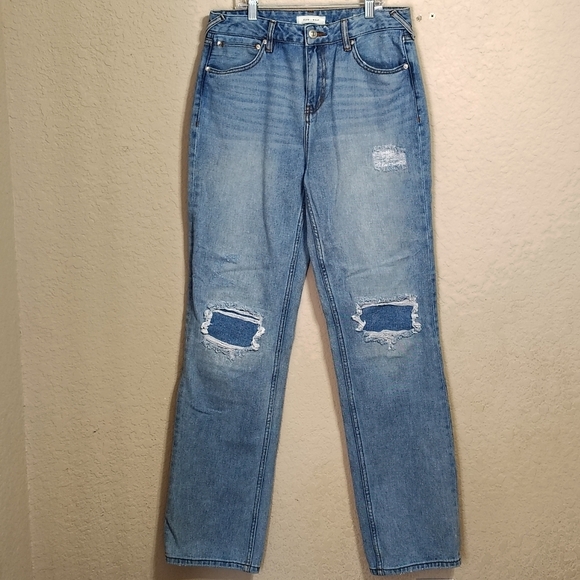 Cleo+wolf Denim - Cleo+Wolf High Rise Straight Women's 28x32 Distressed Thrashed 90s Y2K